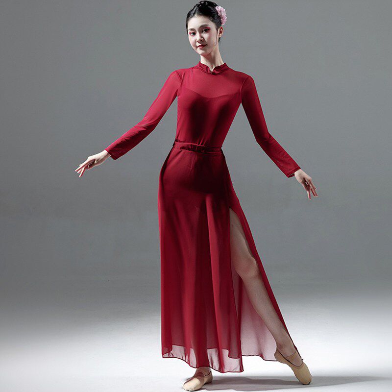 速发古典舞演出服便宜中国风现代舞旗袍舞蹈服身韵纱衣练功服中国