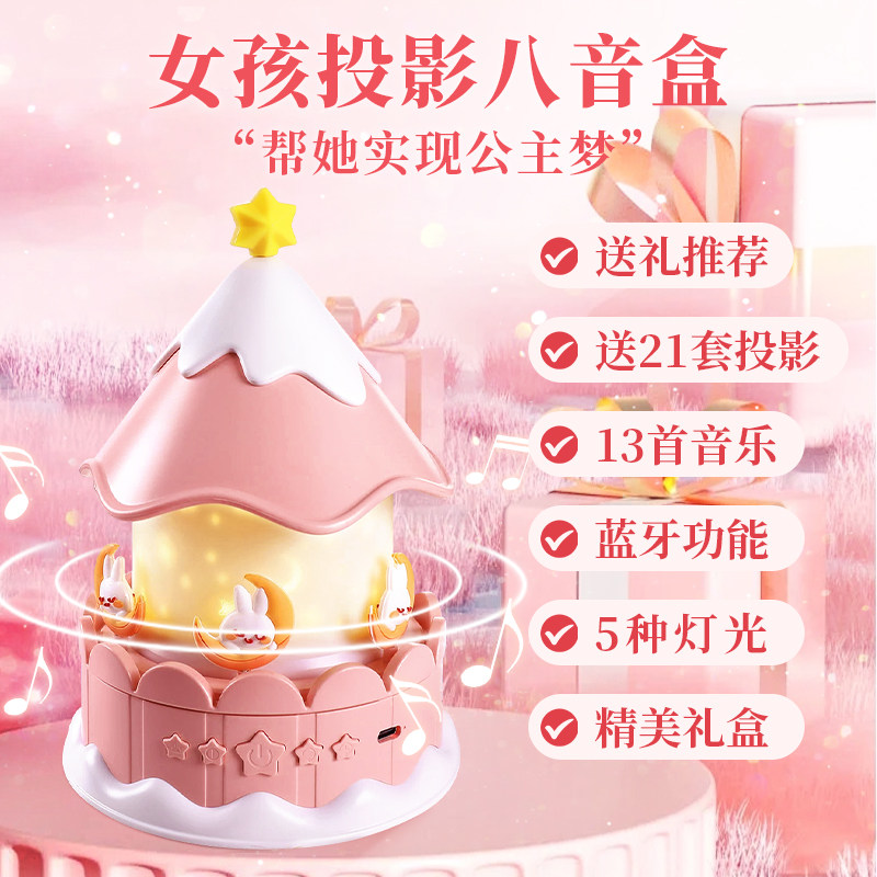 速发生日礼物生水晶球音乐八音盒孩子儿童小童实用的星影投空灯