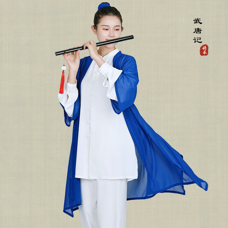 速发太极服男太极披纱单件中国风舞蹈表演服武术比赛披肩外搭太极