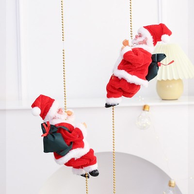 速发圣诞老人爬绳玩具爬烟爬节囱电动爬珠会怕绳子的圣诞梯儿童小