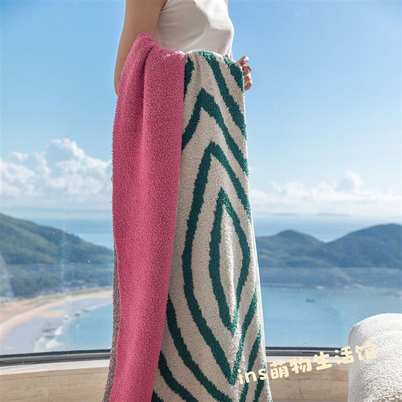 速发高级设计感轻奢复古毛毯沙发盖毯四季毯子午睡A类半边绒办公