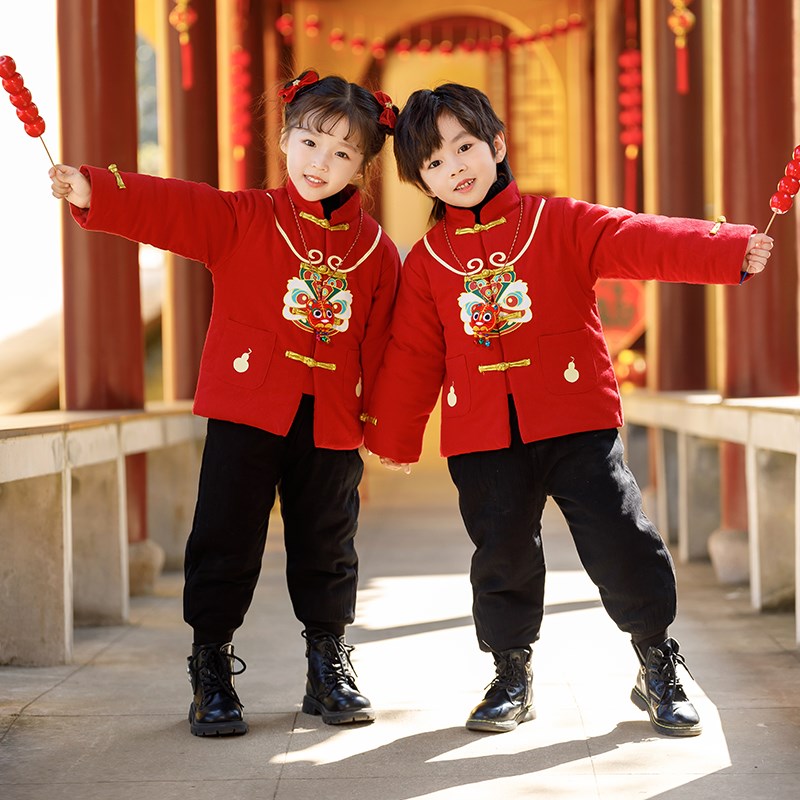 速发男宝抓周宴秋国衣冬宝宝唐装服风加厚加绒汉服国学新中式周岁