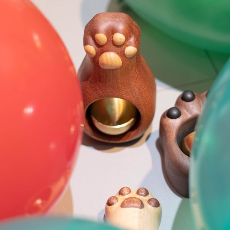 速发圆式黄铜猫咪门铃猫爪家鹅螃蟹实木门饰挂件铃铛良白小日蛋新