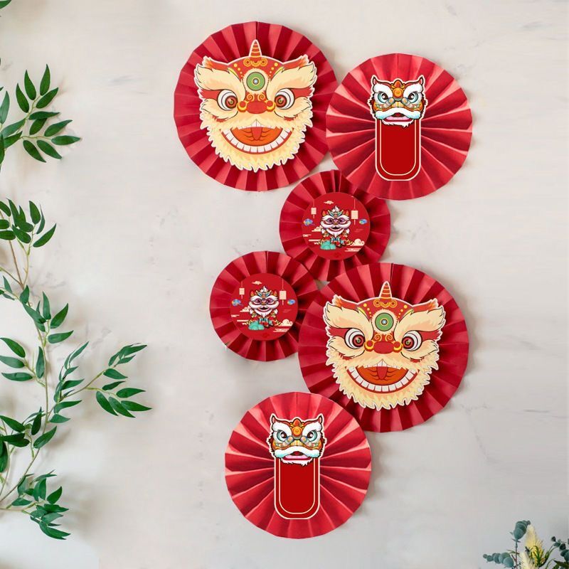 速发宝宝抓周用品中式旗岁礼周席背景墙布置醒狮装饰拉宴百天纸扇