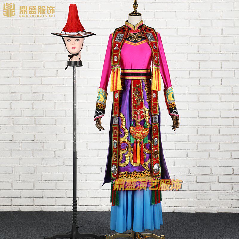速发裕固族舞蹈服演出服装少数民族歌舞演唱舞台表演服舞蹈团影视