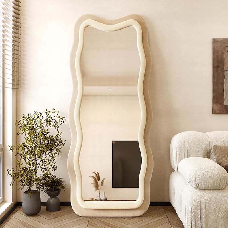 速发风身镜落地全波浪设计感创意北厅卧室家衣挂墙穿用镜