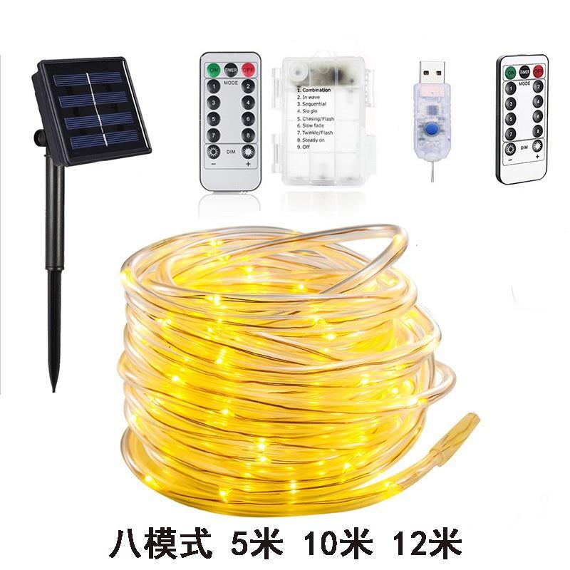 led太阳能管子灯串 皮管灯户外防水灯带圣诞装饰灯庭院彩灯串