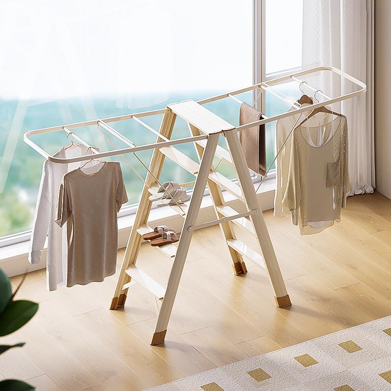 铝合金梯子晾衣架两用人字梯室内晒被梯加厚多功能家用折叠晾晒梯