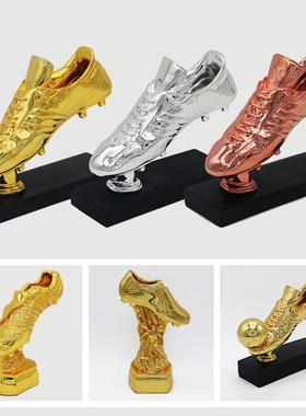 新款足球奖杯金靴奖支持刻字树脂工艺品球员射手奖杯酒吧会所摆件