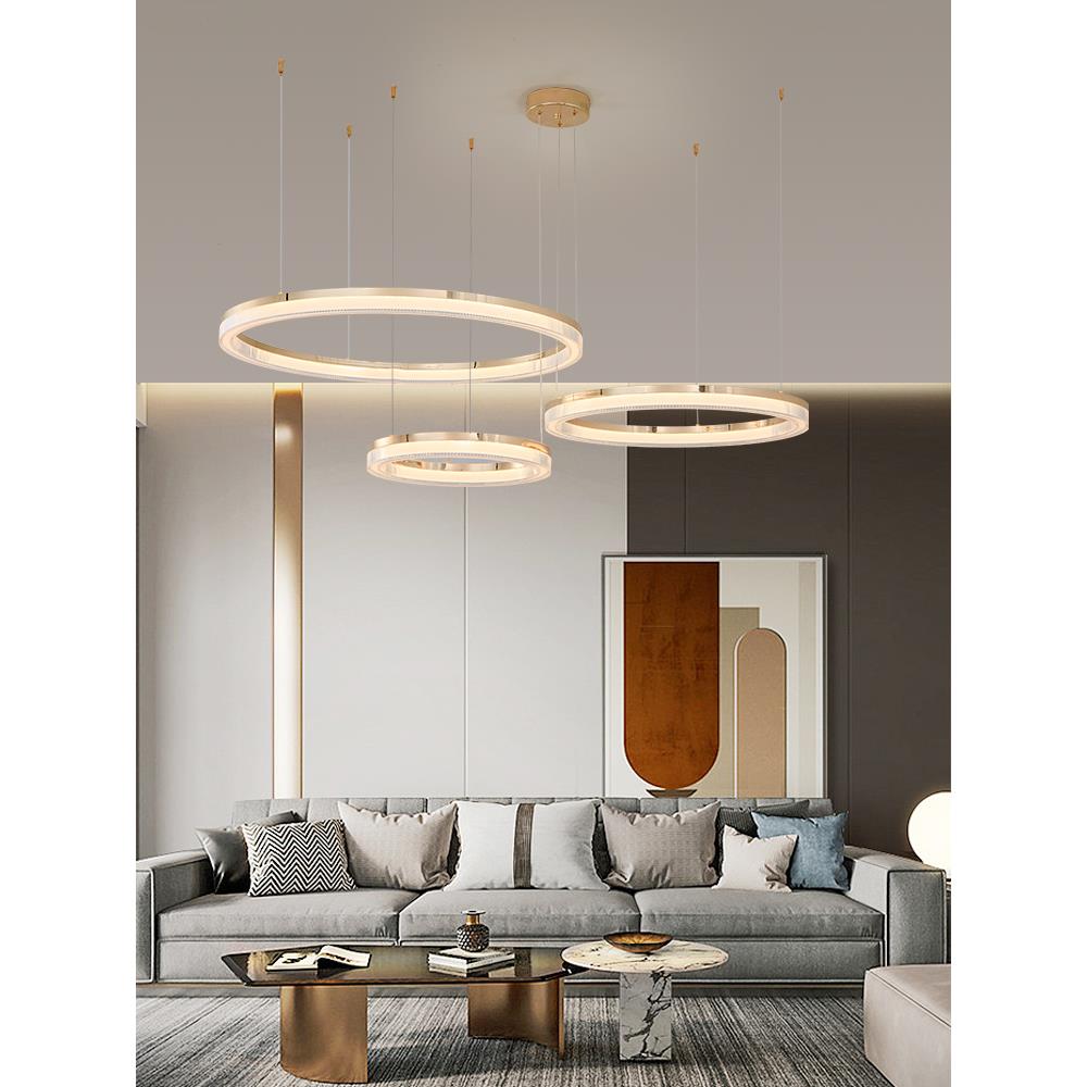 客厅吊灯现代简约卧室复式楼大气轻奢意式北欧设计师圆环形餐厅灯