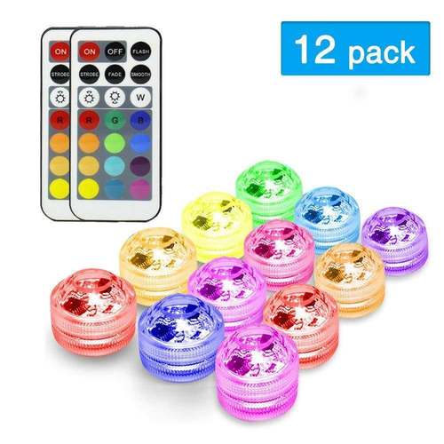 遥控潜水灯3CM钻石旋扭全彩红绿蓝白暖白防水LED灯新款12+2套装