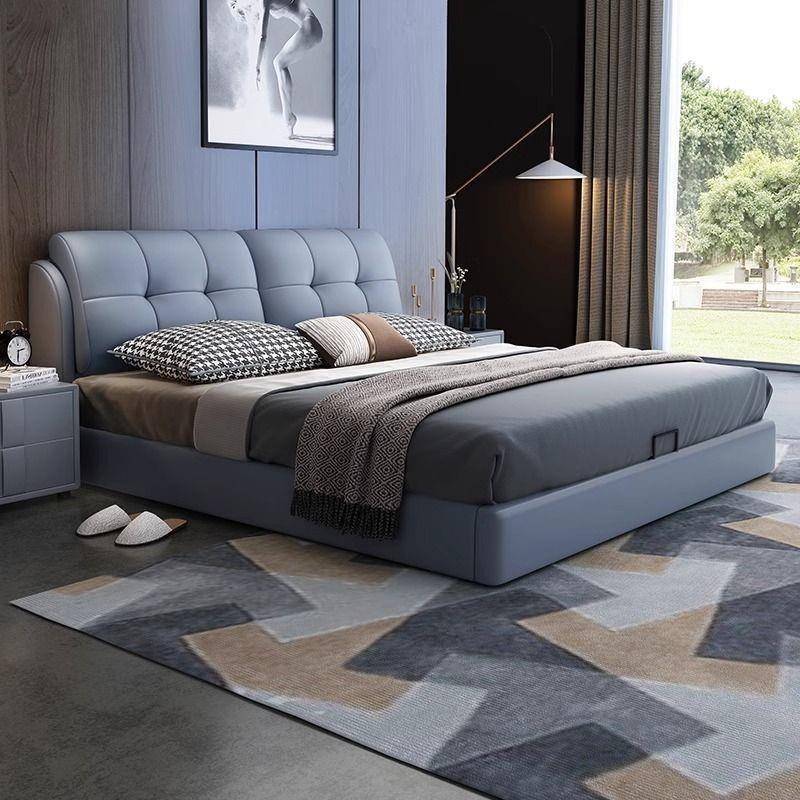 北欧风皮床双人床网红主卧婚床意式轻奢次卧软包单人床皮艺储物床