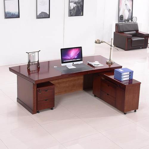 工厂油漆大班桌古典中式老板桌办公室经理桌胡桃木皮主管桌子