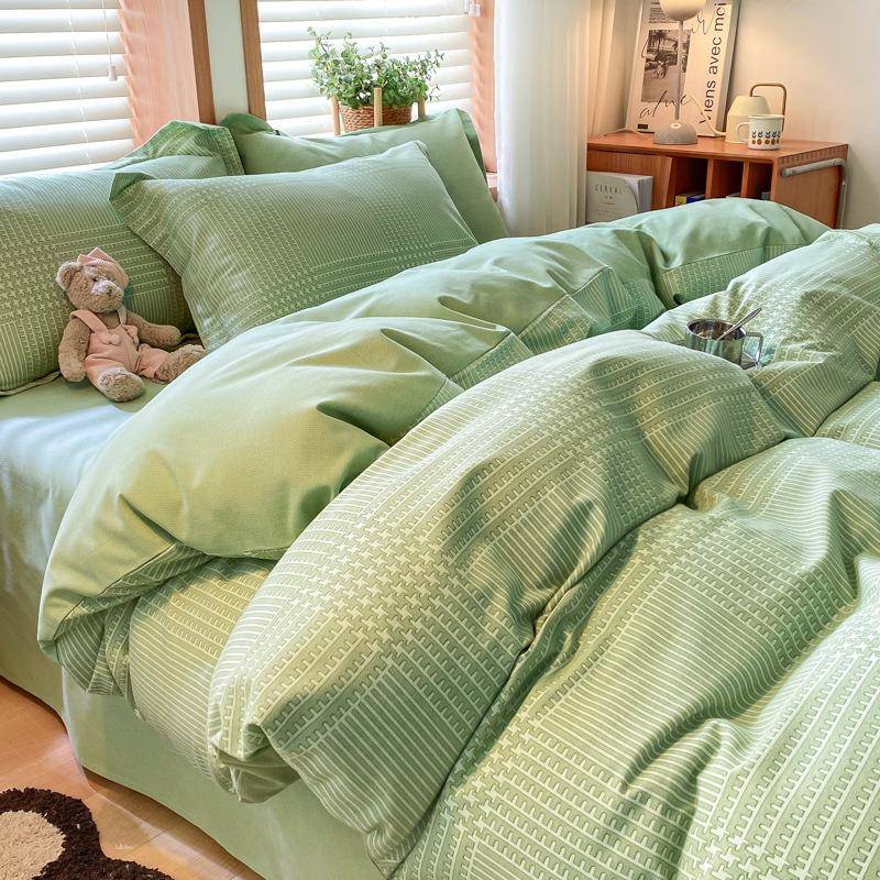 北欧加厚磨毛床上四件套全棉纯棉100被套床单冬季床品三件套床笠4