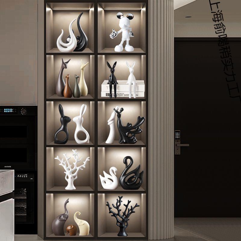 新款客厅摆件组合一整套橱柜玻璃柜电视柜玄关柜新房子装饰品摆设