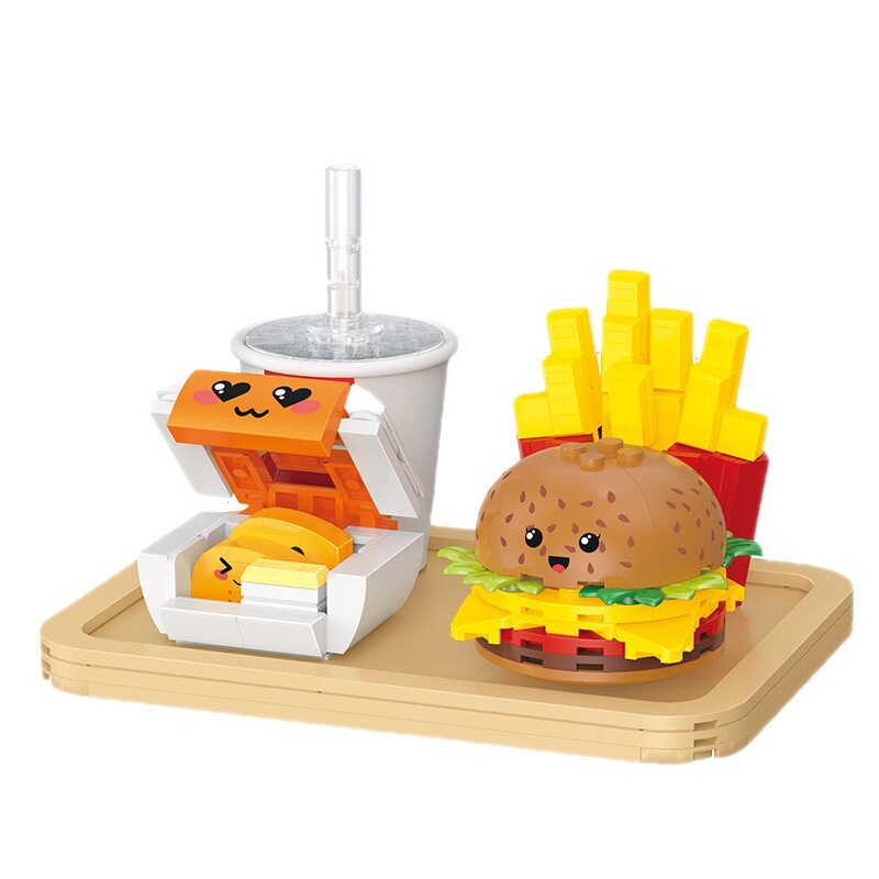 贝乐迪21188 汉堡套餐mini颗粒美食创意摆件儿童礼品拼装中国积木