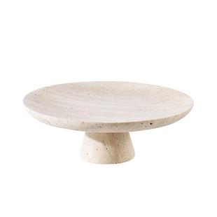 法式侘寂风大理石托盘高脚果黄洞石盘装饰家软装台面盘GP092居装