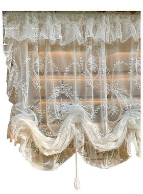 窗纱法蕾丝纱帘抽提绳拉透光饰窗帘GFA装式隔断气球帘飘窗