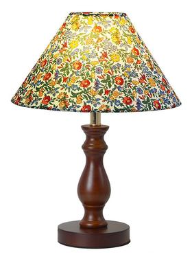 艺中印花布台灯复古古卧室床头高感58337灯级日式侘寂风氛围实木