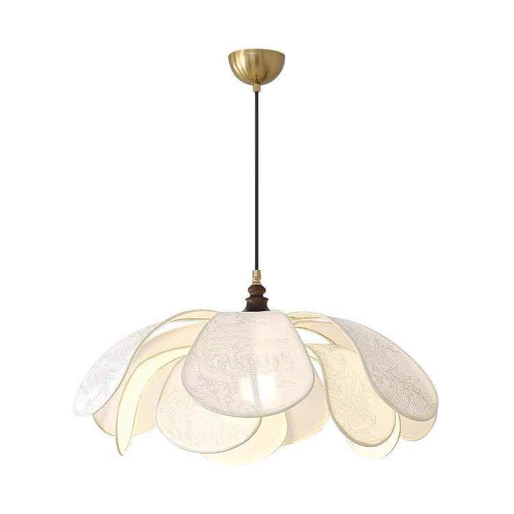 法式侘寂风花瓣卧室吊灯日式复古民宿餐厅书房客厅设计师中古氛围