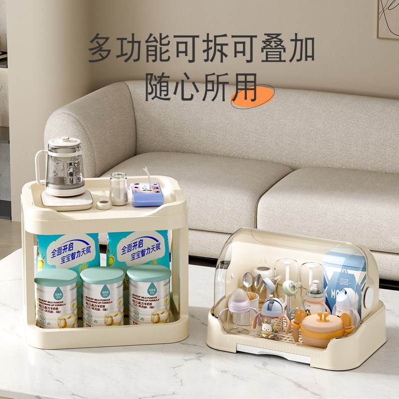 放宝宝奶瓶收纳盒婴儿餐具储物箱辅食工具防尘桌面沥水柜置物架子