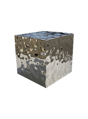 不锈钢镜面波浪纹方块摆件酒店大堂售楼处客厅玄关金属装饰品雕塑