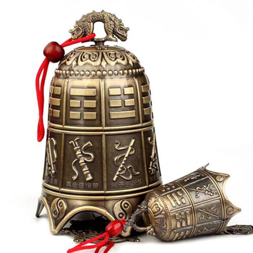 青铜双龙八卦八宝铃铛门饰车挂店铺居家大小号风铃