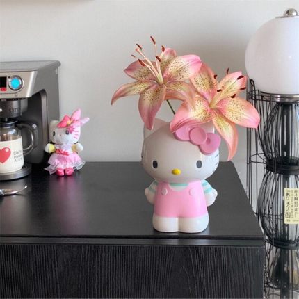 哈喽helloKitty猫花瓶摆件客厅插花桌面办公室创意可爱礼物装饰品