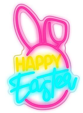霓虹灯Easter发光字母装饰灯酒吧派对复活节led彩蛋灯兔子灯