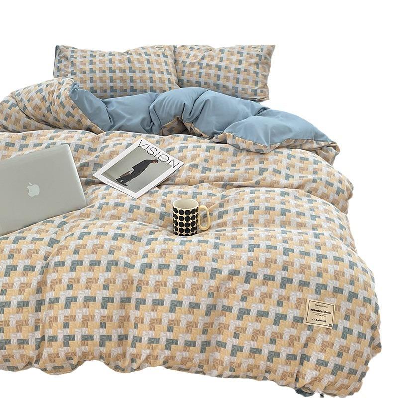 ins日式约四件套四季款学宿水舍床上三件套18生洗棉床被套简床笠