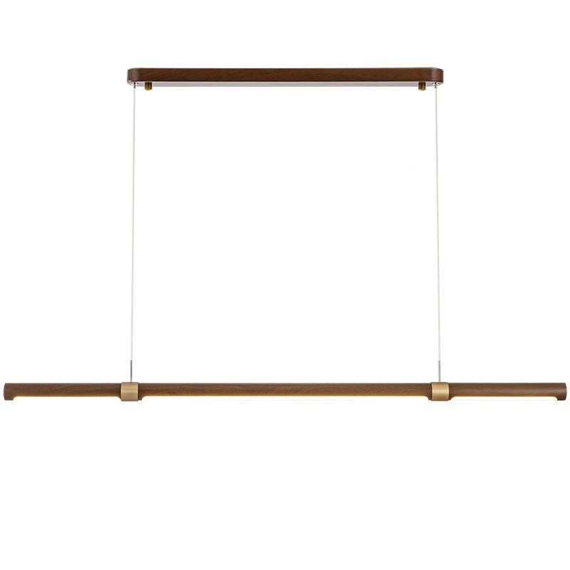 热卖新中式长条吊灯一字茶室设办计师仿木69371纹灯公室极简灯餐