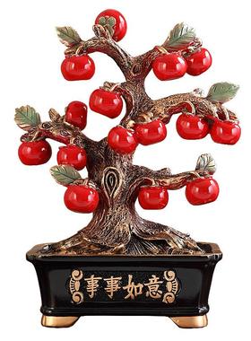 新中式开业乔迁新居送礼品事事如意柿子树摆件玄关酒柜电视柜装饰