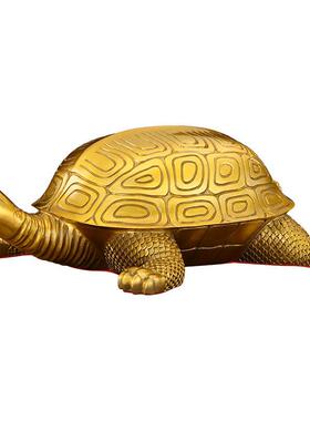 纯黄铜乌龟摆件金色千年龟办公室卧室家居摆件金属工艺品摆件