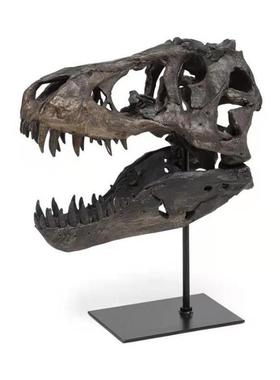 复古美式骷髅头骨书房树脂工艺品收藏家创意恐龙头树脂摆件工艺品