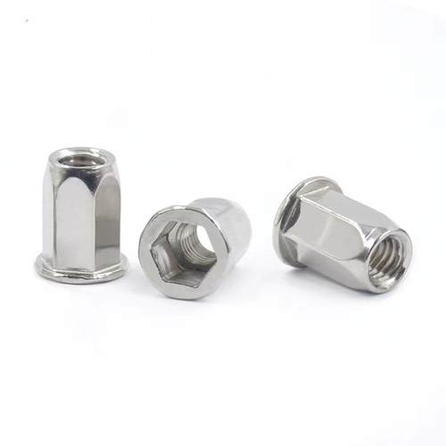 定制304不锈钢平头全六角拉铆螺母厂家耐腐防锈紧固连接配件