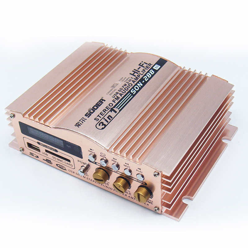 索尔12V车载家用功放机600W大功率汽车音响改装放大器带数显插卡