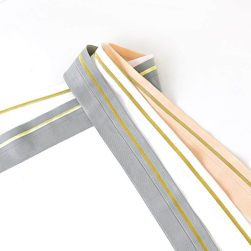 4cm彩色金丝织带对折松紧包边带宽边弹力织带服装辅料厂家直供