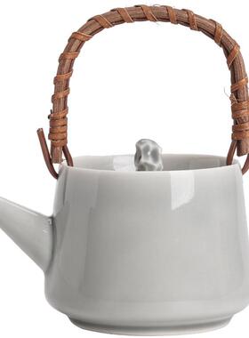 日石式冰灰烟灰釉枯提梁壶陶家KSCH2021用小号壶瓷茶单壶功夫茶具