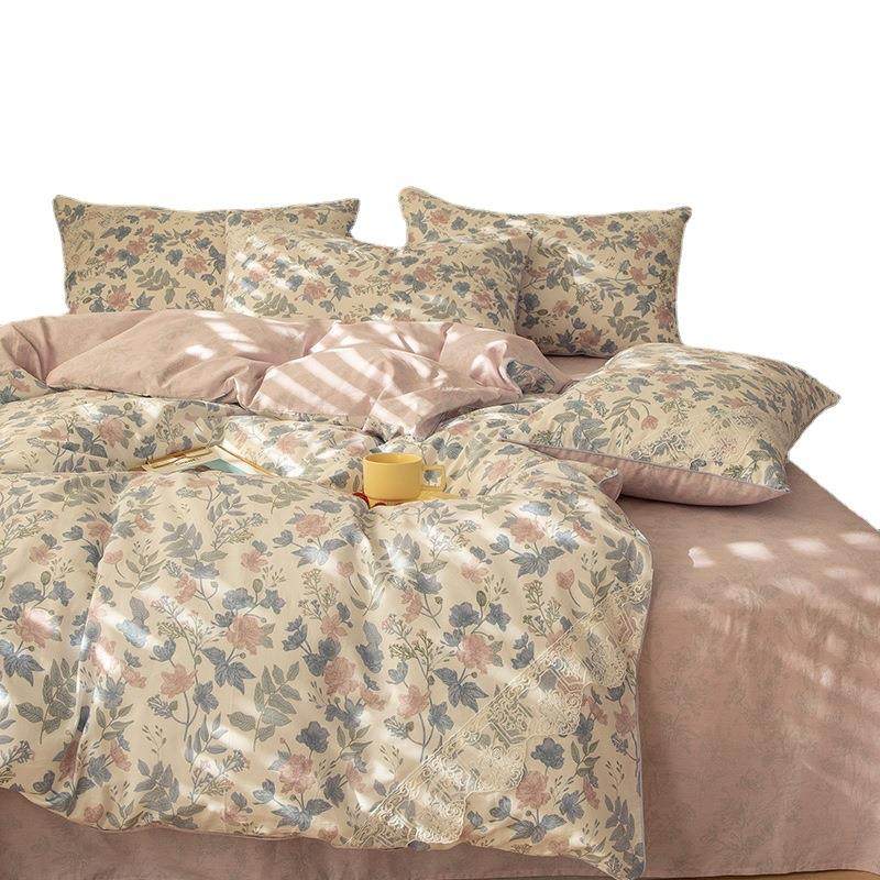 韩红版超仙小碎花全棉嵌条仙四件蕾丝小姐女款系列套网DoDo直播爆,床上用品,床品套件/四件套/多件套,淘宝优惠券,粉丝福利购,淘宝优惠卷