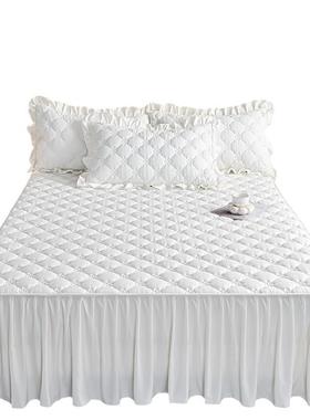 式约灰色夹棉床裙韩尘梦思防罩床简垫保护套遮丑公主CLRJ风高级感