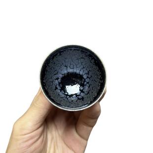 建阳建盏蓝油滴一口杯陶瓷窑变原矿铁胎主人杯功夫茶杯品茗杯茶具