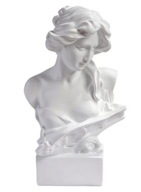 式艺术摆件家装居饰品琴女大卫琴女仿石膏物头人像树脂雕塑美术欧