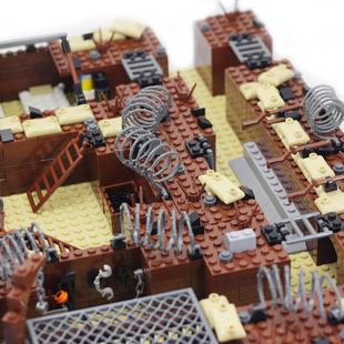 MOC小颗粒拼装积木战壕摆模堡垒碉堡二战军事系列地块化323战场景