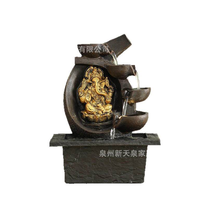东南亚大象流水招财摆件装饰客厅玄关风水室内家居循环水景加湿器