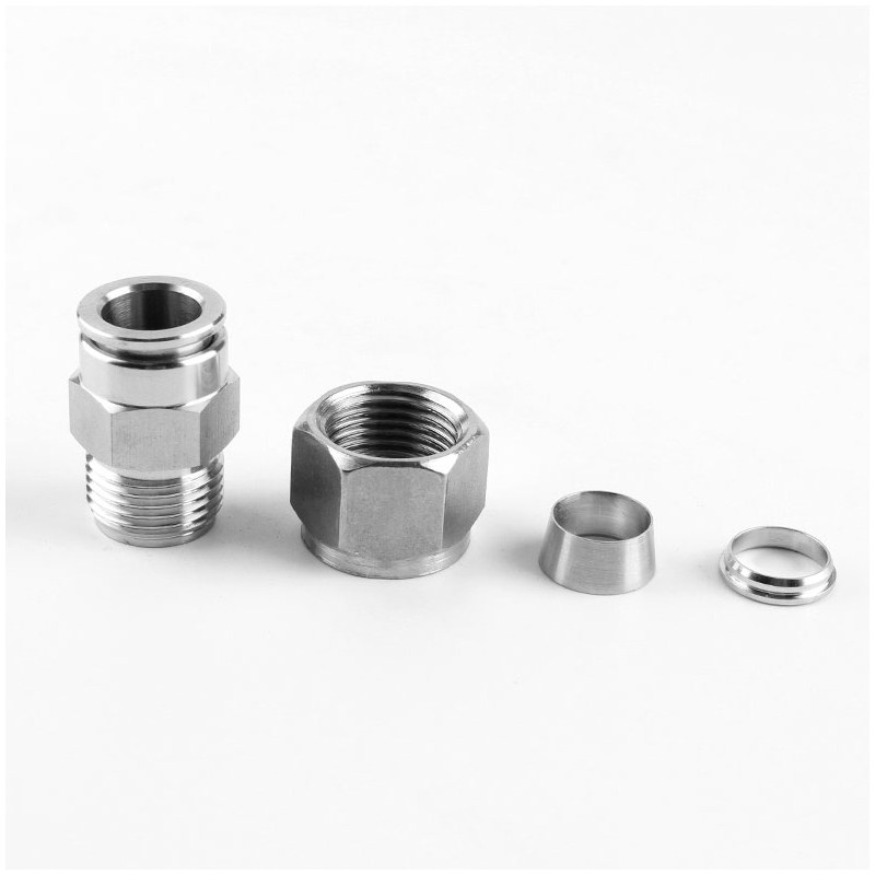 不锈钢卡套快插直通接头 6 8 10 12MM气管 金属管耐高压