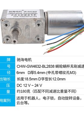 GW4632BL2838蜗轮蜗杆无刷减速电机低速大扭力12V 24V
