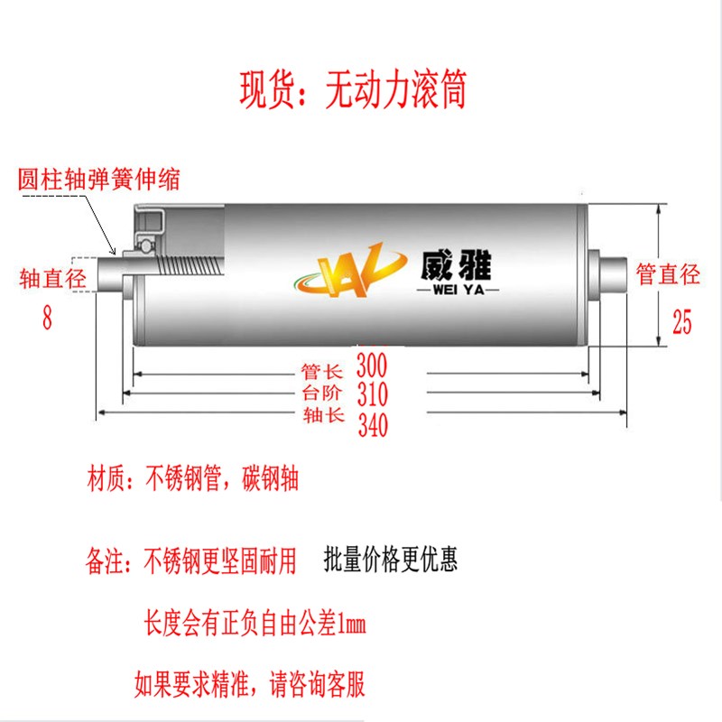 流水线无动力滚筒镀锌包胶托辊不锈钢辊筒PVC滚轴传送带滚轮胶辊