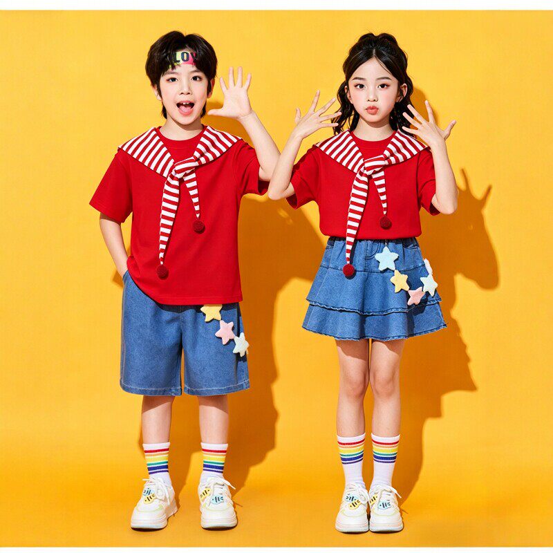 六一儿童合唱表演服幼儿园毕业照班服小学生运动会啦啦队演出服装