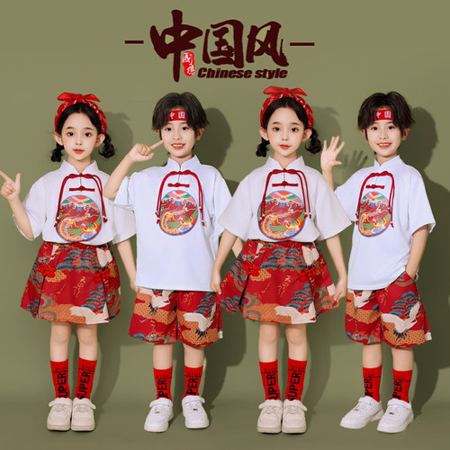 六一儿童表演服国风啦啦队夏季汉服套装合唱班服幼儿园舞蹈演出服
