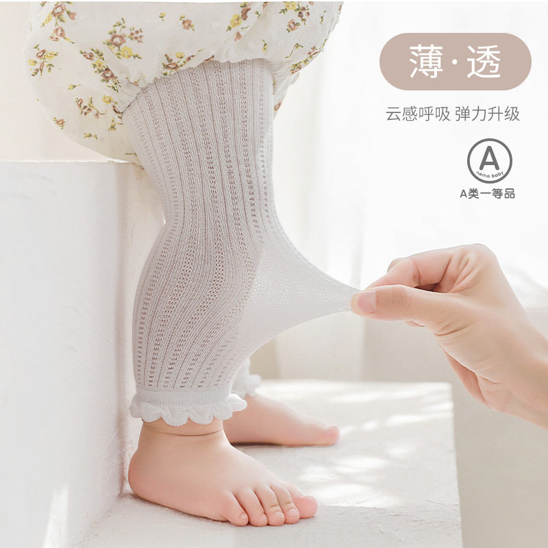女宝宝花边九分裤夏季超薄韩国公主洋气新生婴儿纯色女童打底裤袜